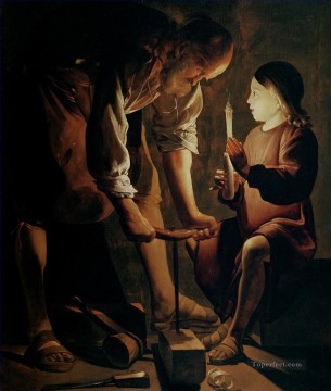  Shop Painting - Christ in the Carpenters Shop candlelight Georges de La Tour
